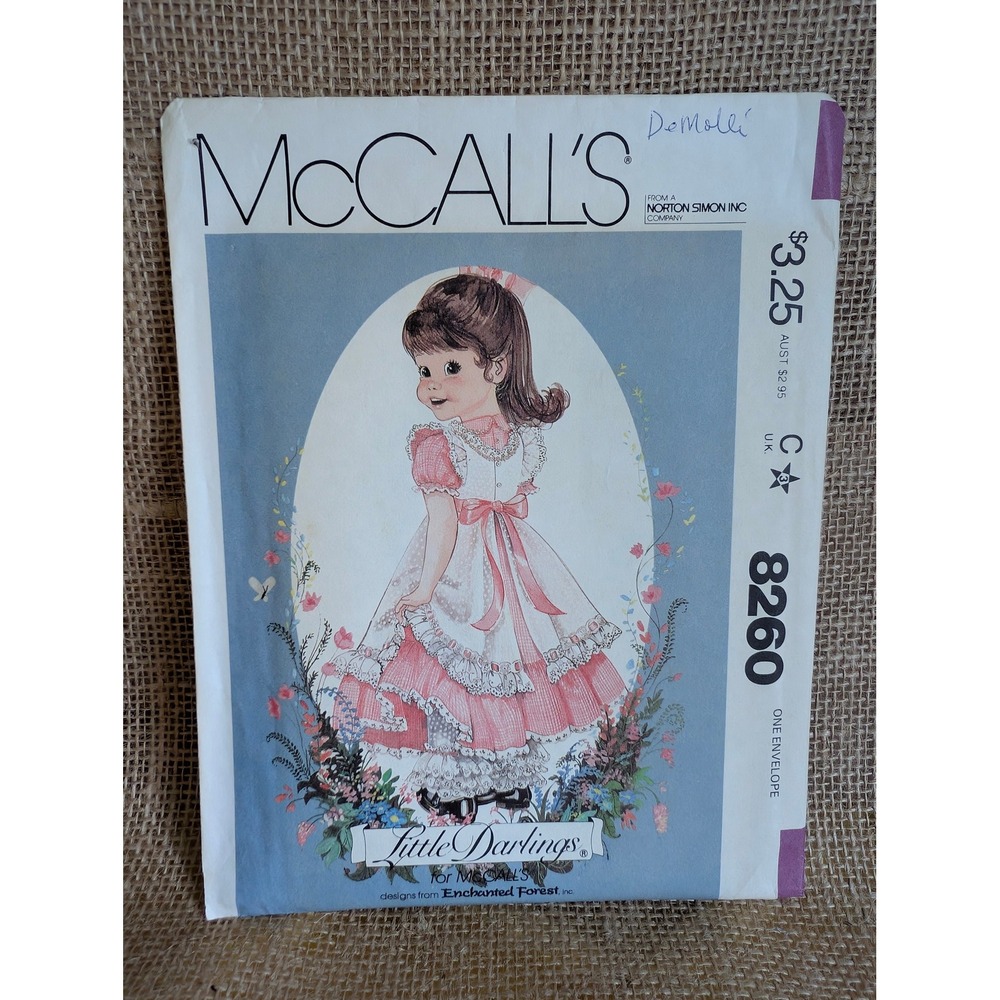 Vintage 1982 McCalls 8260 Little Darlings Toddler Dress Pinafore Pattern
